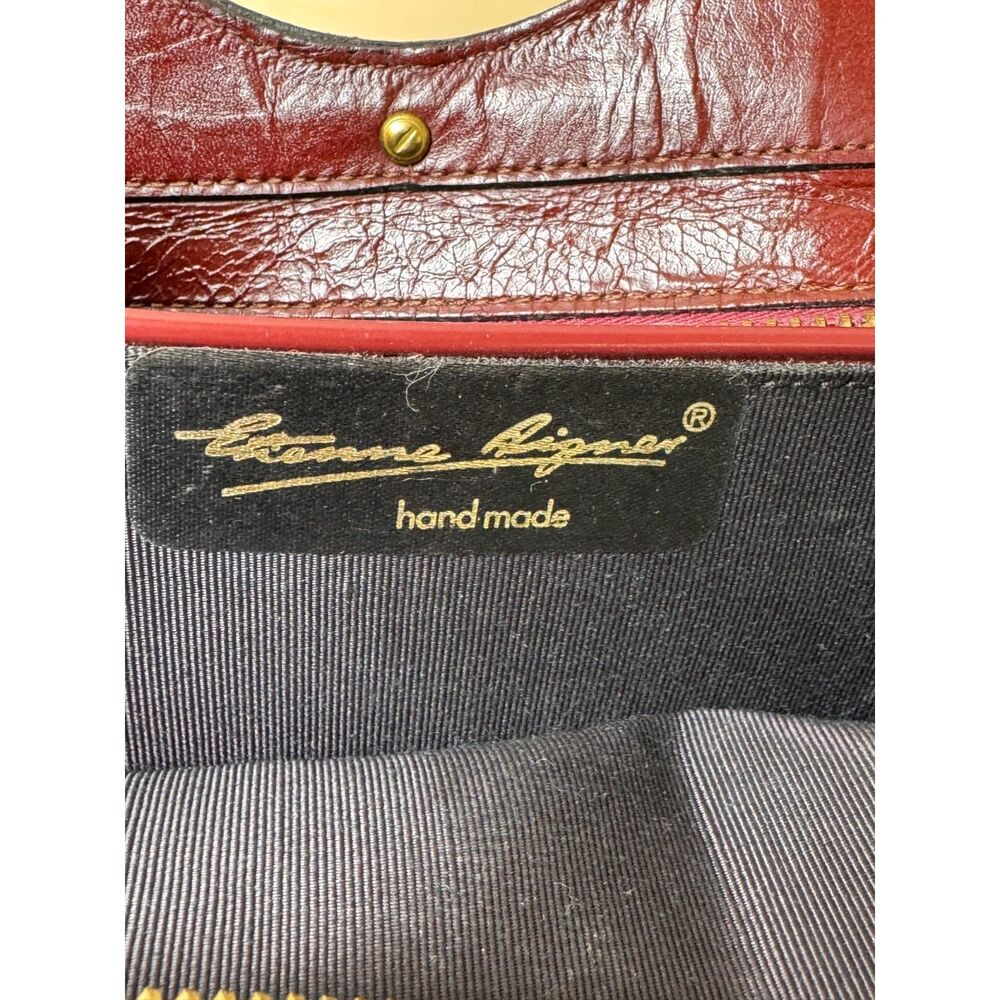 Etienne Aigner Oxblood Leather Lion Head Satchel Bag Vintage 60s 70s Avant Garde - Picture 10 of 14